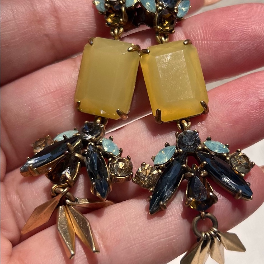 J. Crew Yellow and Navy Drop Earrings
